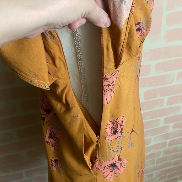Free People Drapey Melanie Printed Mini Dress Mustard Floral 0 - Picture 9 of 10
